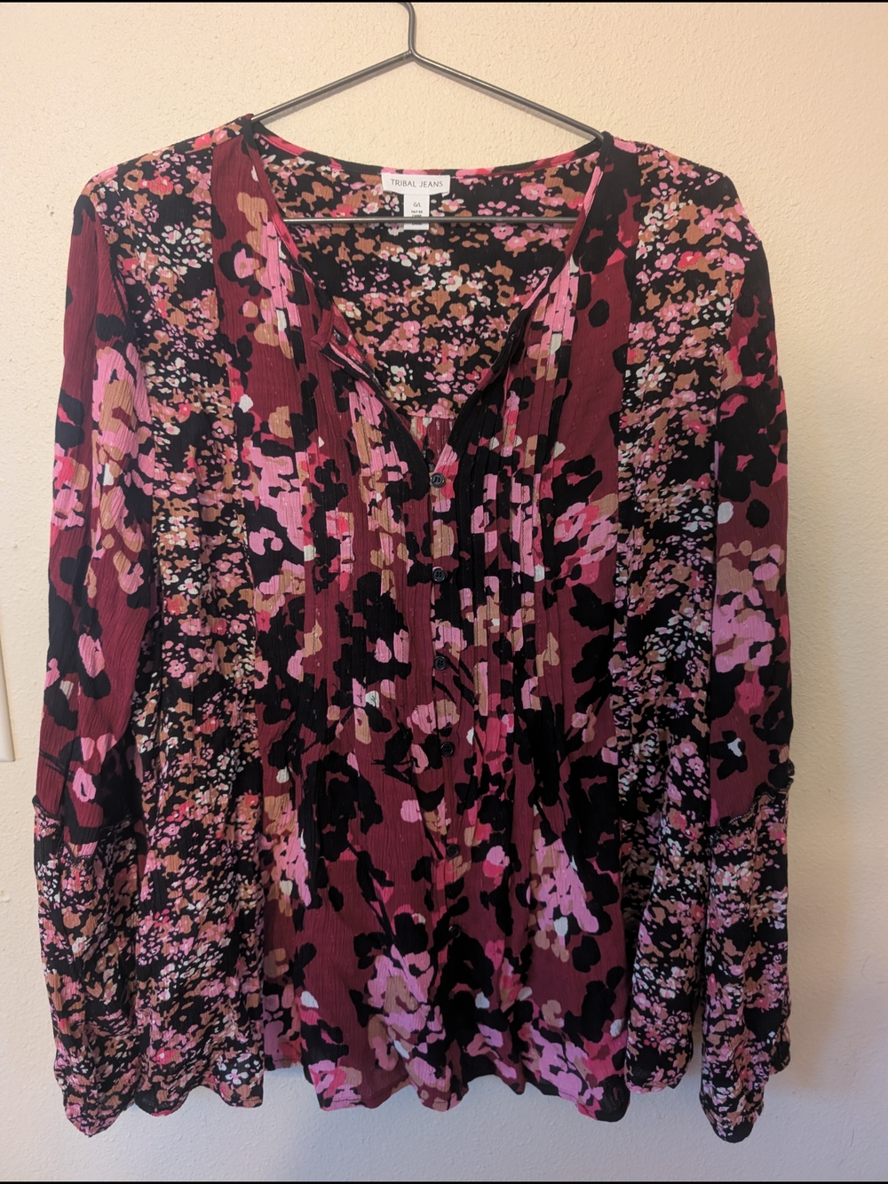 Tribal Jeans Floral Long Sleeved Blouse L